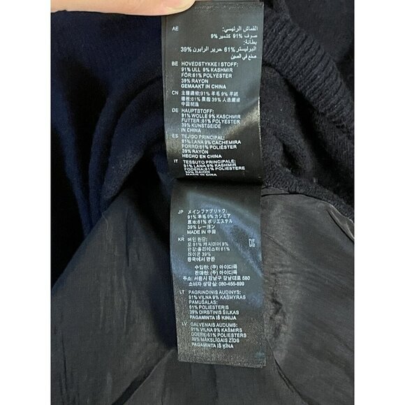 SANDRO PARIS Womens Navy Split Back Scoop Neck Cashmere Wool Sweater Sz 2 Medium - Picture 13 of 13